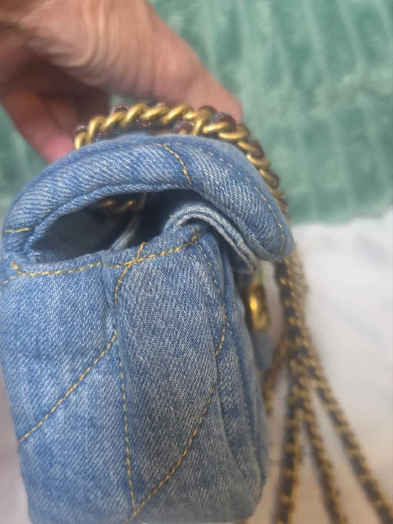 Coach Quilted Tabby 20 Denim Shoulder Bag with Brass 'C' - Blue Denim - Picture 6 of 16